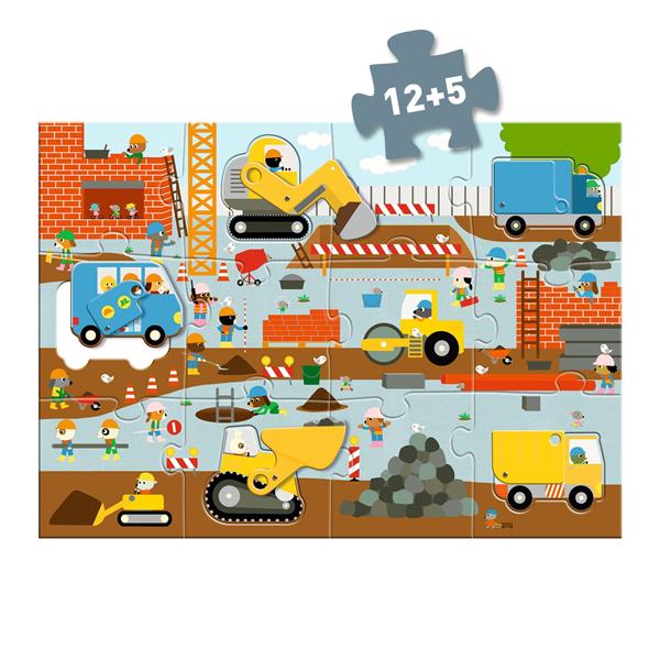 Djeco puzzle géant - Le chantier - 12+5 mcx