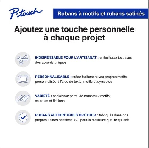 Ruban P-Touch satiné - Or sur Rouge - 12mm x 4m