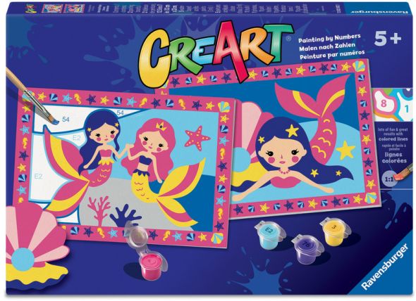 CreArt Junior Paint-by-Numbers: Enchanting Mermaids