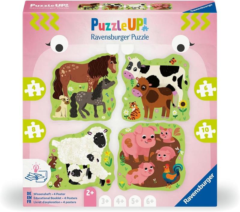 Casse-tête Ravensburger Puzzle Up - Les animaux de la ferme - 4/6/8/10 pièces