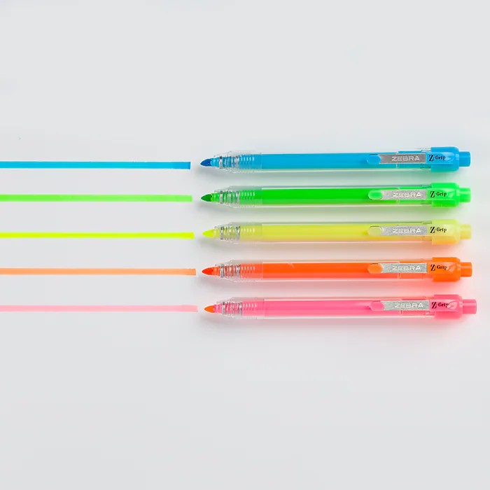 Surligneur Zebra Z-Grip - Paquet de 5 - Couleurs Néon
