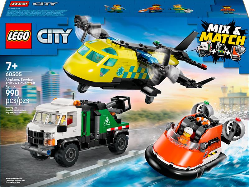 LEGO City - Avion, camion d'assistance et aéroglisseur modulable
