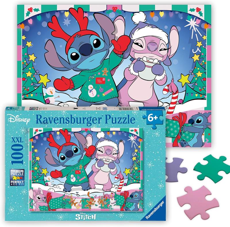 Casse-tête Ravensburger - Stitch de Noël - 100 pièces XXL