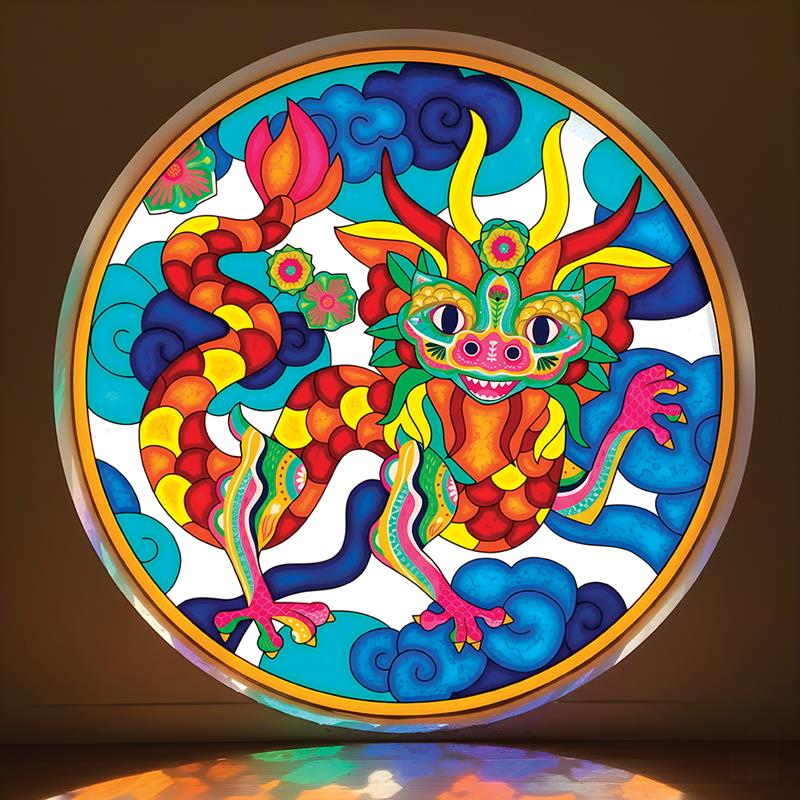Crealign - Vitrail géant Dragon des lumières