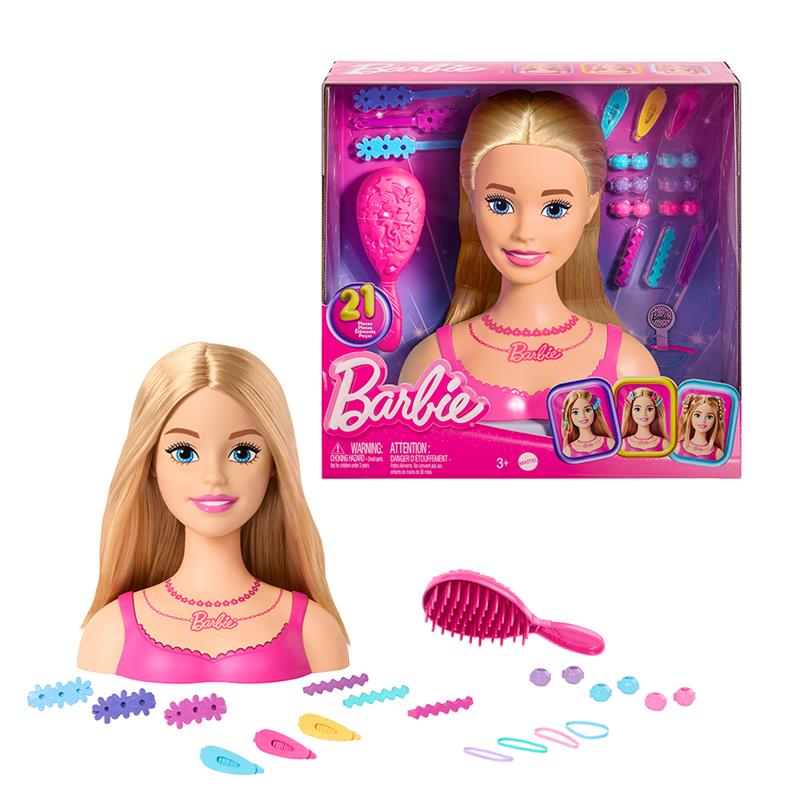 Barbie - Tête à coiffer avec accessoires, cheveux blonds