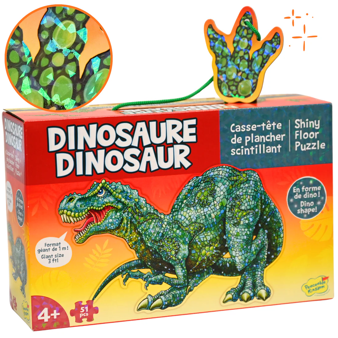 Casse-tête de plancher - T-Rex scintillant - 51 pièces
