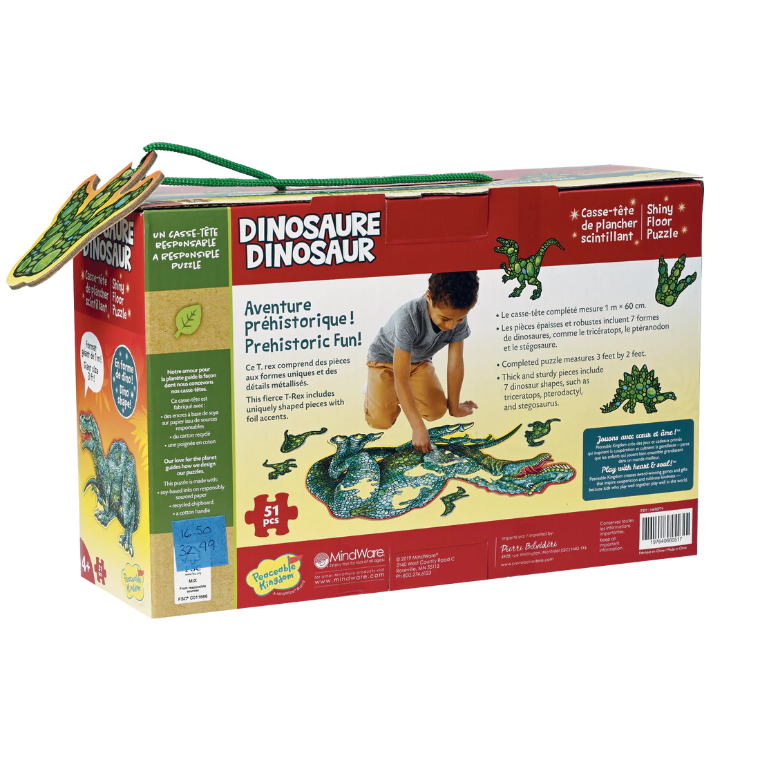 Casse-tête de plancher - T-Rex scintillant - 51 pièces