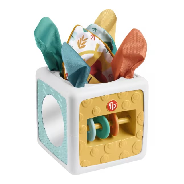 Cube d’activités sensoriel Fisher-Price – Jeu de mouchoirs froissés pour bébé