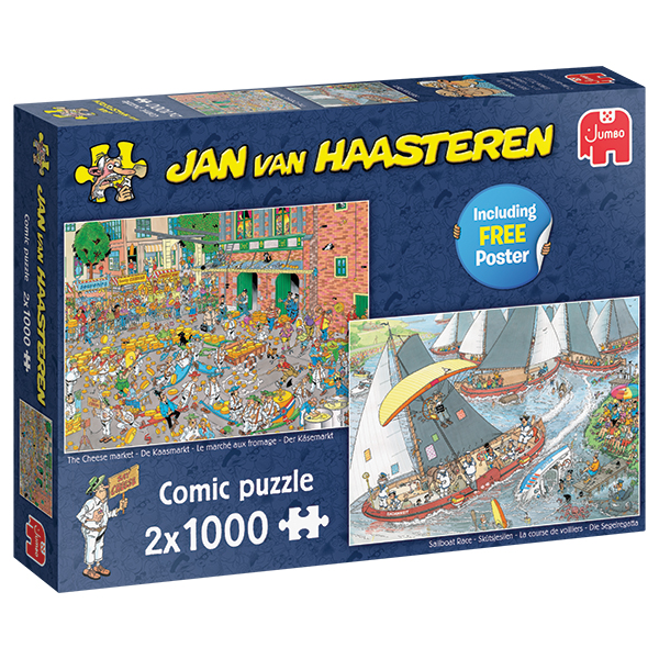 Casse-tête Jan Van Haasteren - Le Marché au Fromage & Course de Voiliers - 2 x 1000 pièces