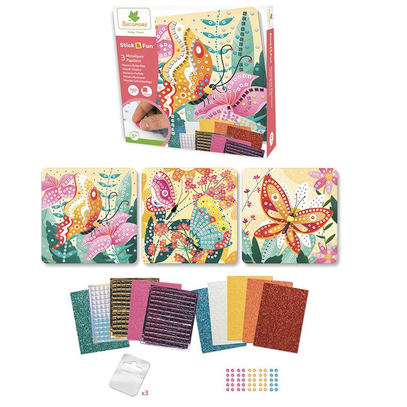 Sycomore Stick'N Fun - Petit modèle 3 Mosaïques - Papillons