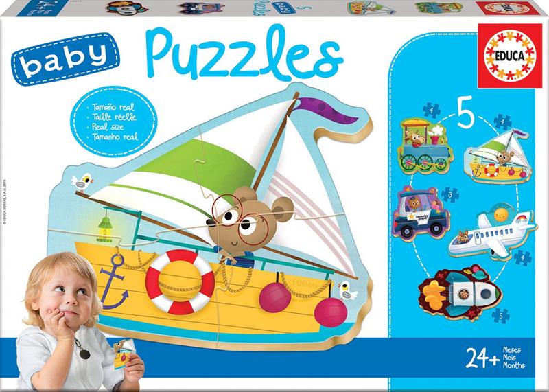 Educa - 5 Casse-têtes baby puzzles - Véhicules