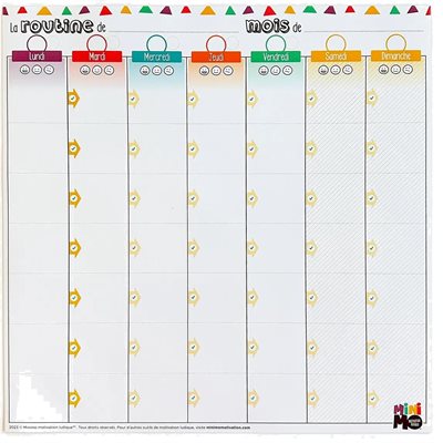 Tableau - Ma routine hebdo