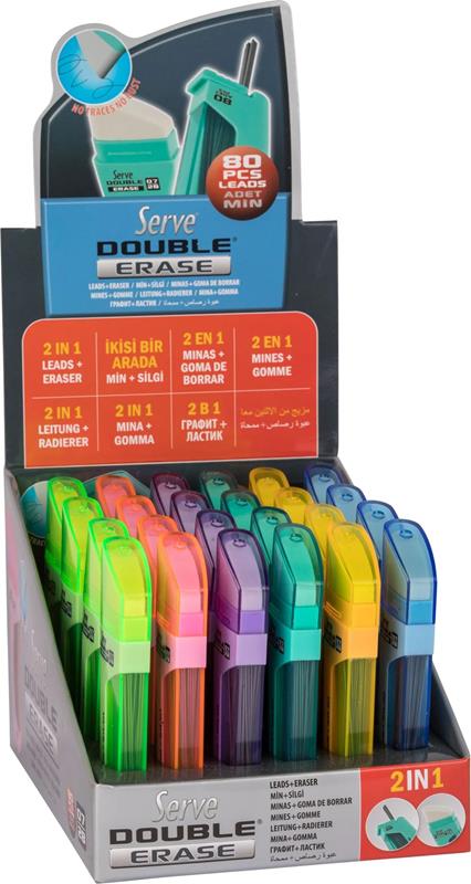 Mine 0.7mm + gomme à effacer 2-en-1 - Couleurs assorties