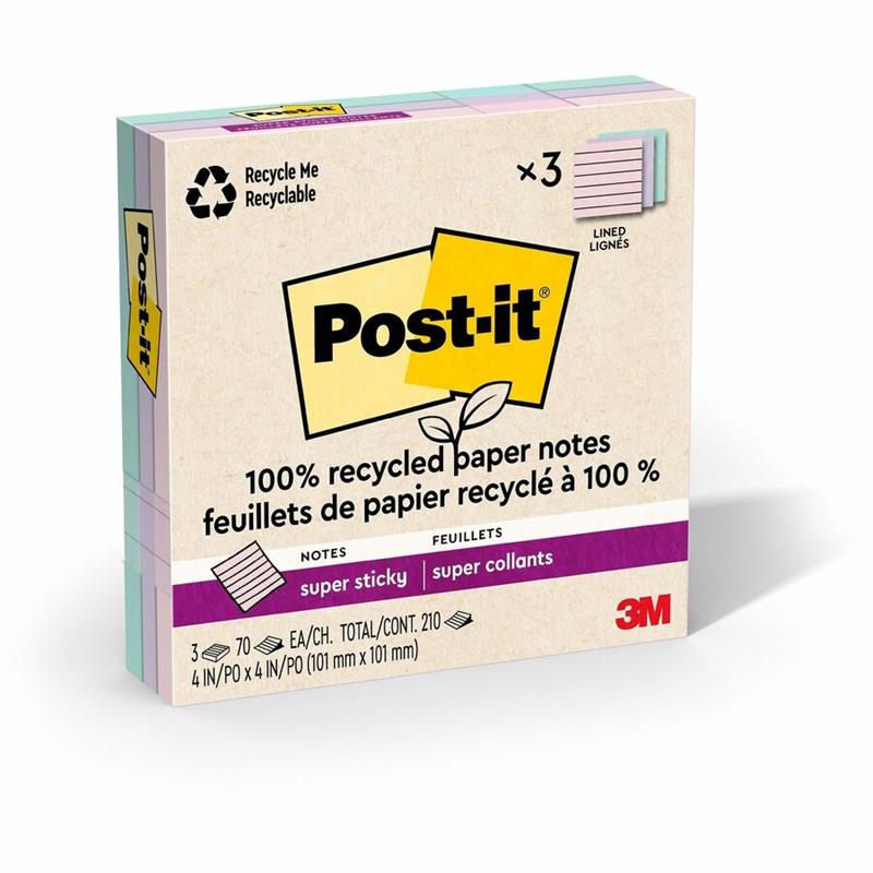 Image Feuillets recyclés Post-it® Super Sticky - La vie en pastel