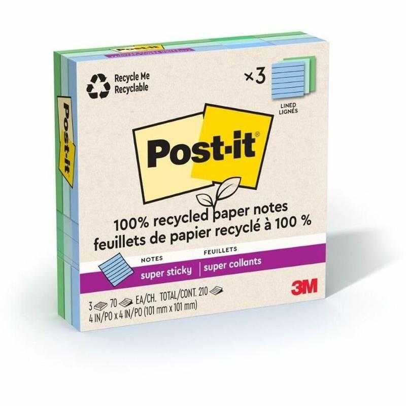 Image Feuillets recyclés Post-it® Super Sticky - Collection oasis